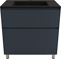 Style Line Тумба с кварцевой раковиной антрацит Лима 80 Plus эмаль графит матовая – фотография-1